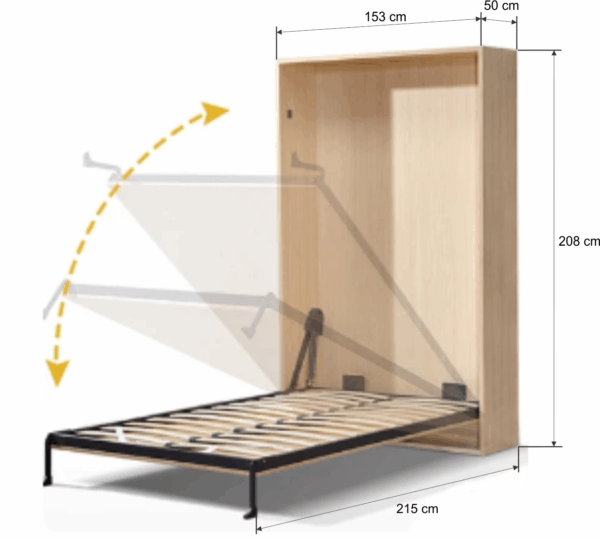 Cama abatible vertical con estructura de madera – Modelo Grace - Imagen 3